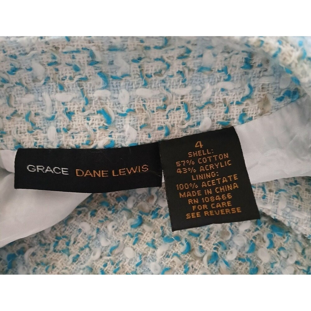 Grace Dane Lewis Women's Cotton Blend Tweed Blue Skirt Size 4 Office Career - Picture 8 of 10